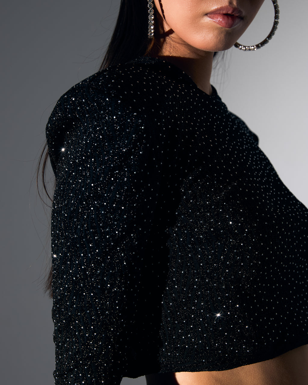 Sırtı Açık Crop Bluz ve İspanyol Paça Pantolon Siyah Üzeri Taşlı Takım