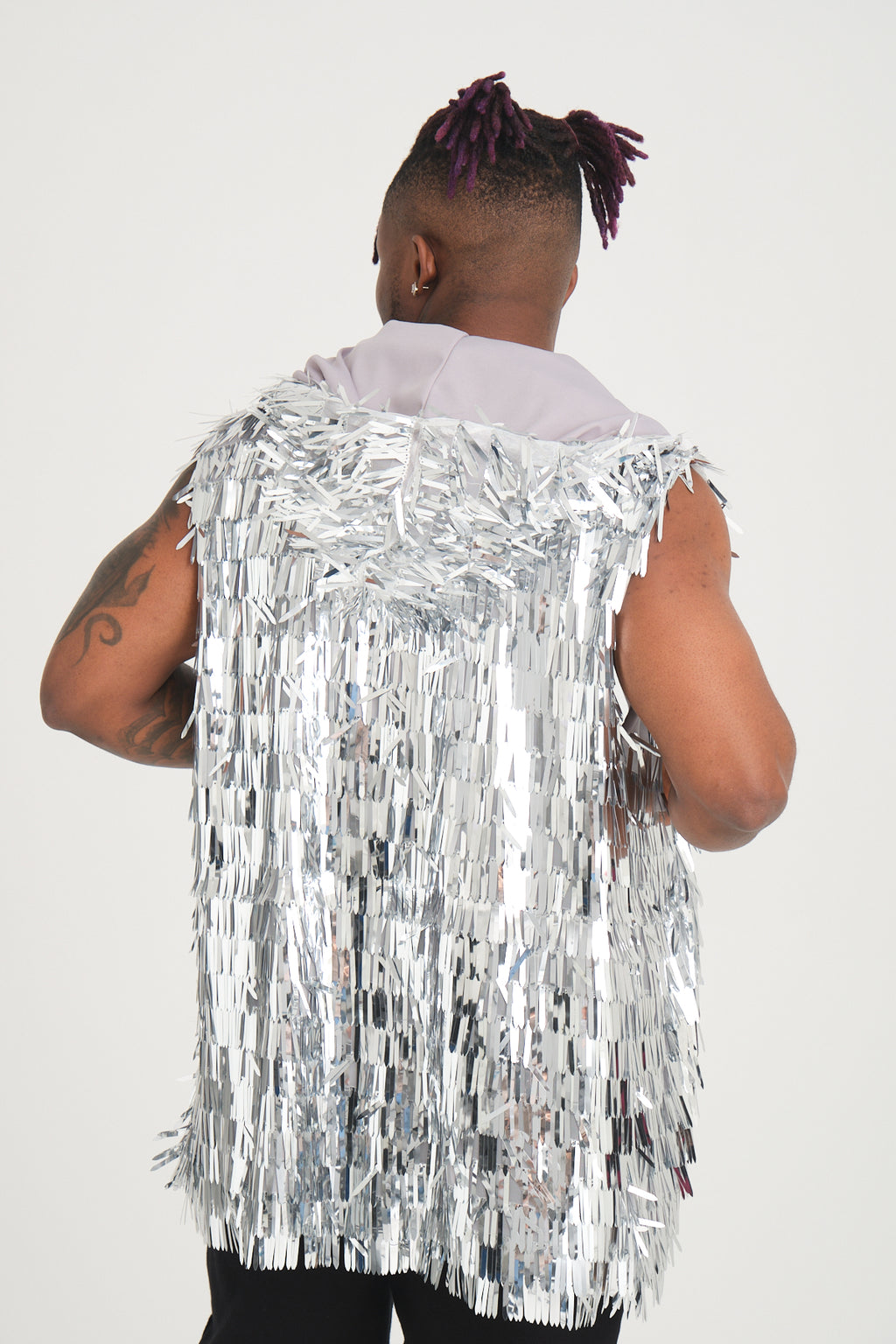 Gümüş Uzun Pullu Kapüşonlu Yelek