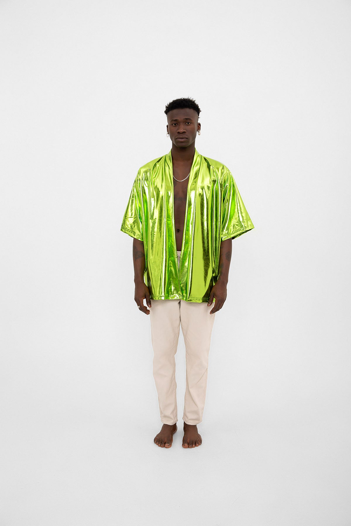 Yeşil Parlak Kumaşlı Festival Kimono