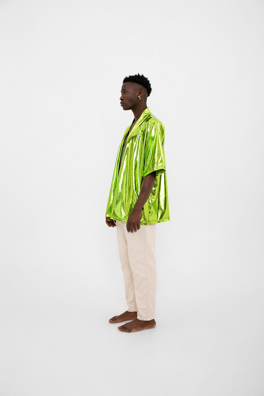 Yeşil Parlak Kumaşlı Festival Kimono