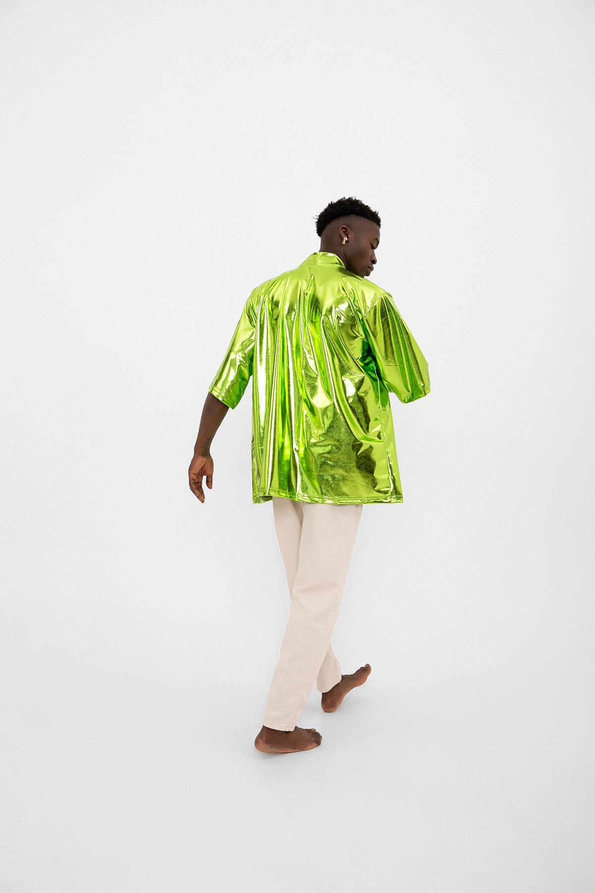 Yeşil Parlak Kumaşlı Festival Kimono