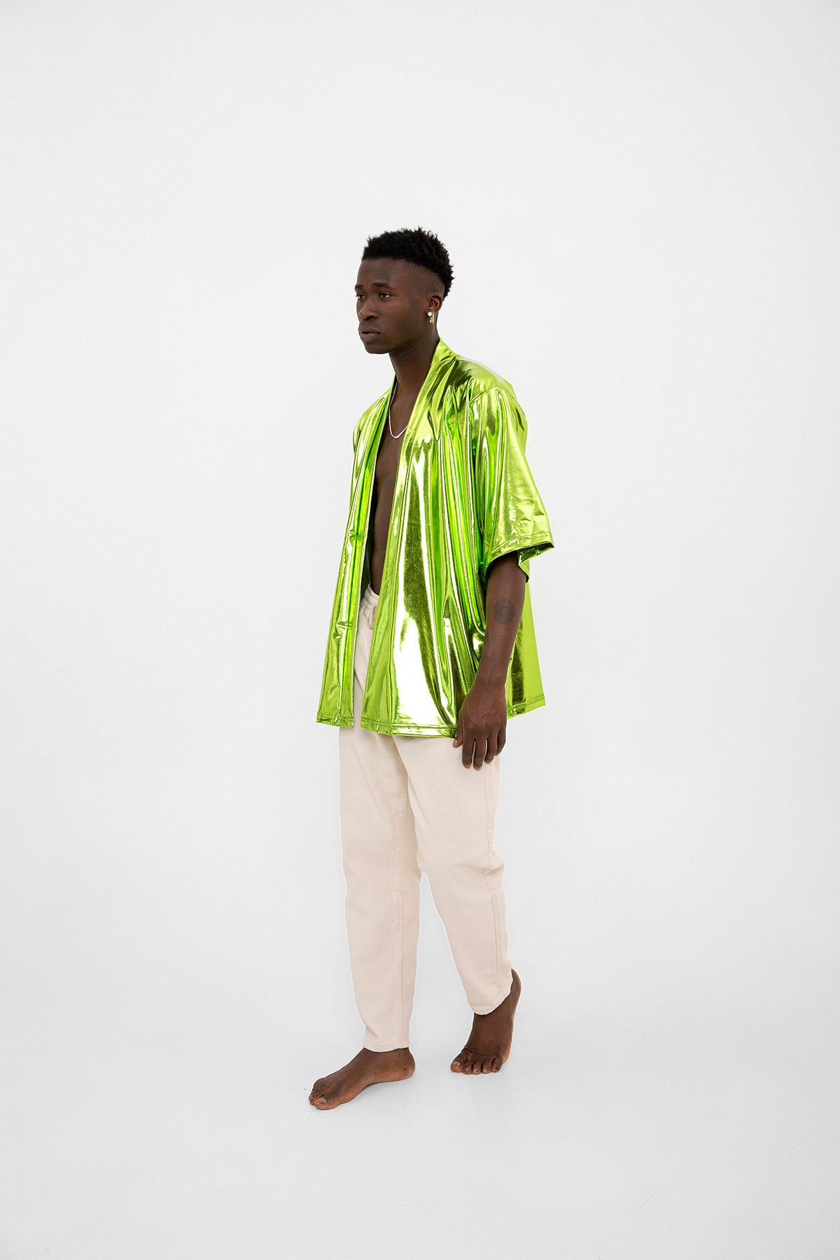 Yeşil Parlak Kumaşlı Festival Kimono