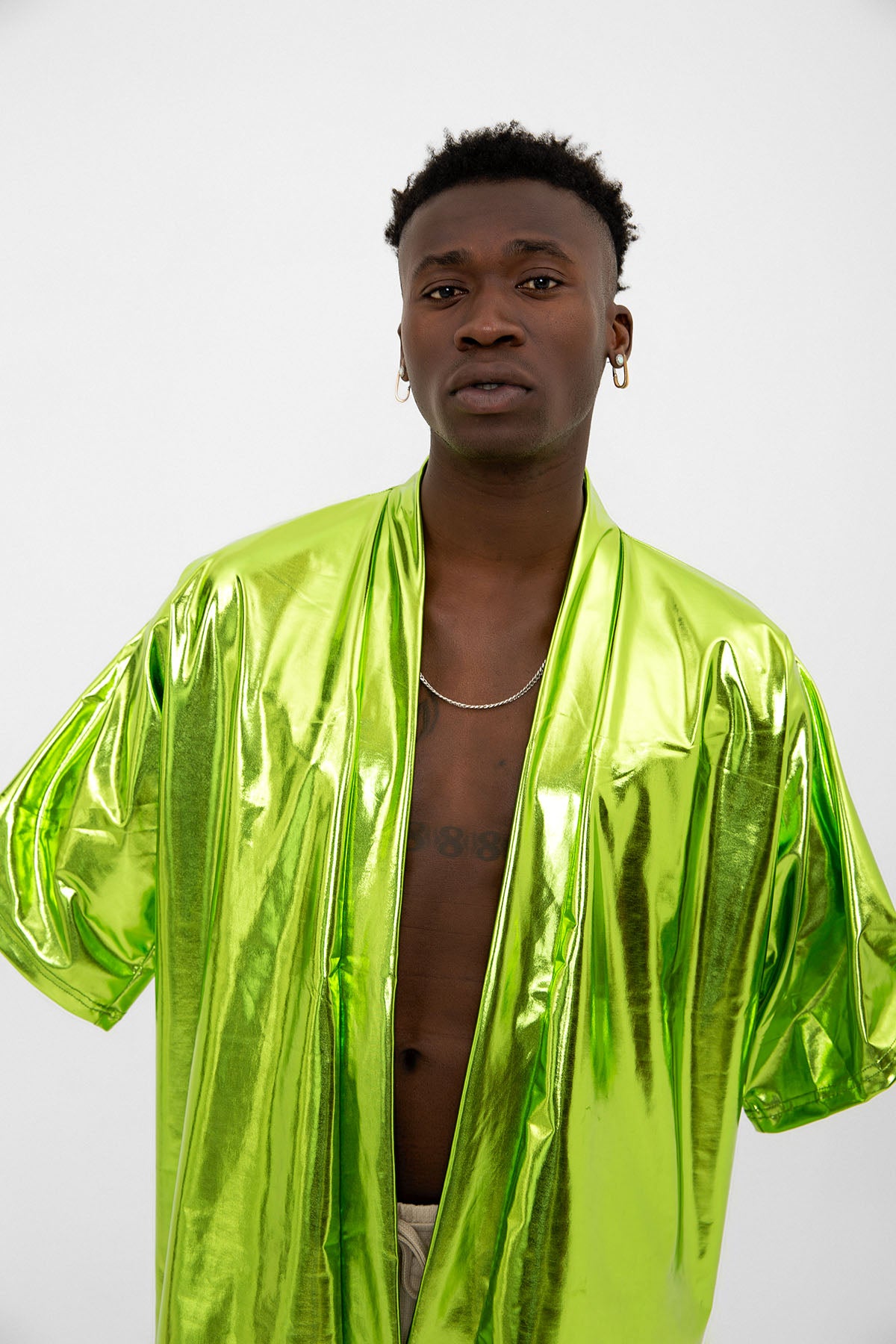 Yeşil Parlak Kumaşlı Festival Kimono