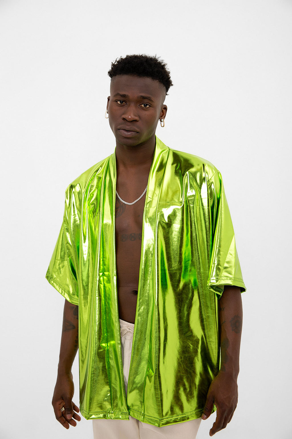 Yeşil Parlak Kumaşlı Festival Kimono