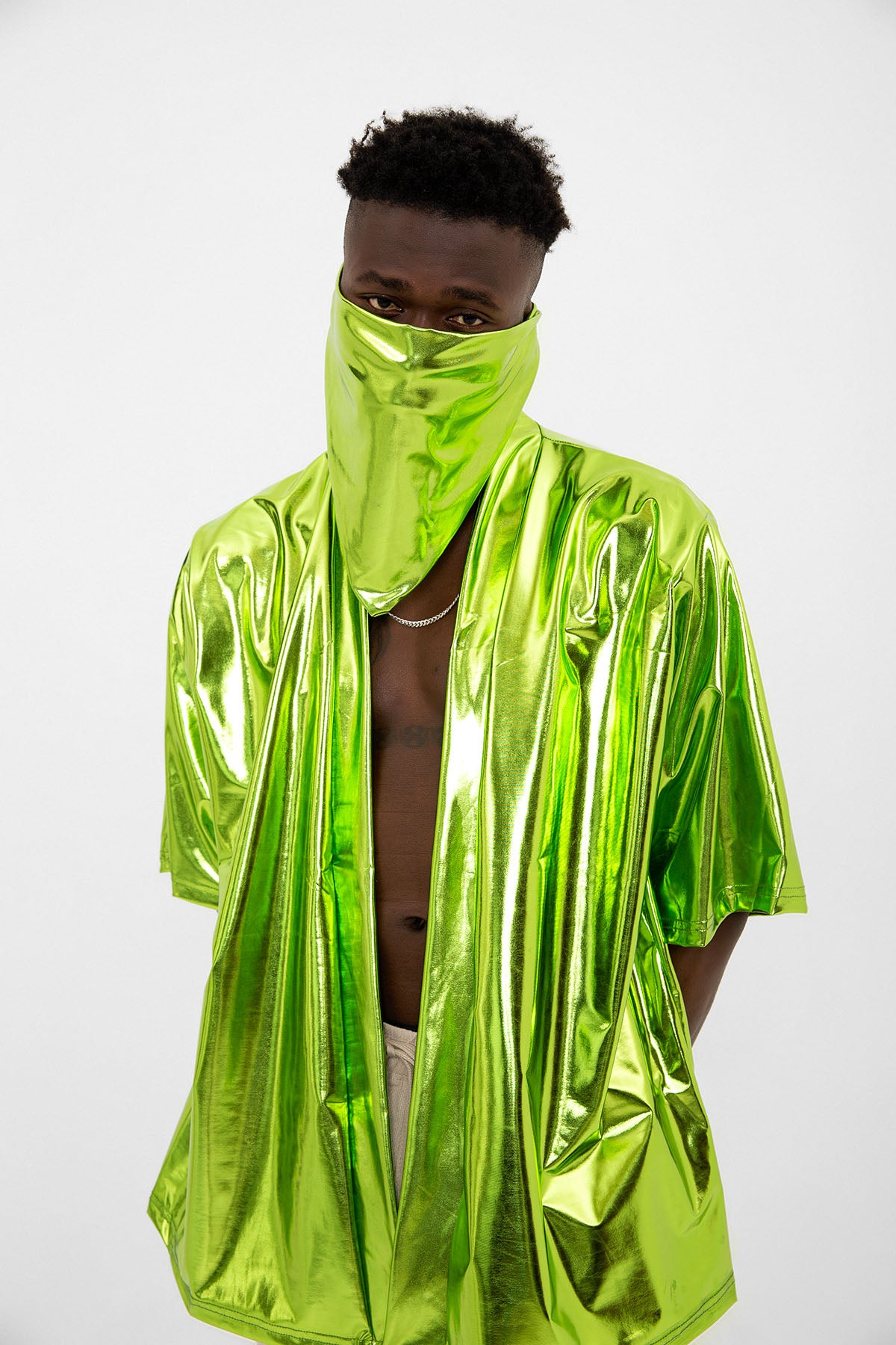 Yeşil Parlak Kumaşlı Festival Kimono