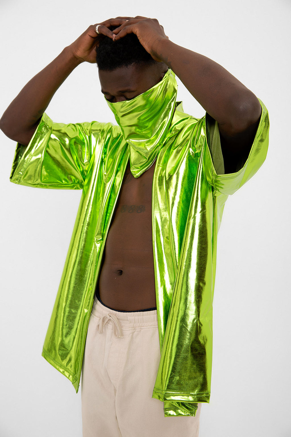 Yeşil Parlak Kumaşlı Festival Kimono