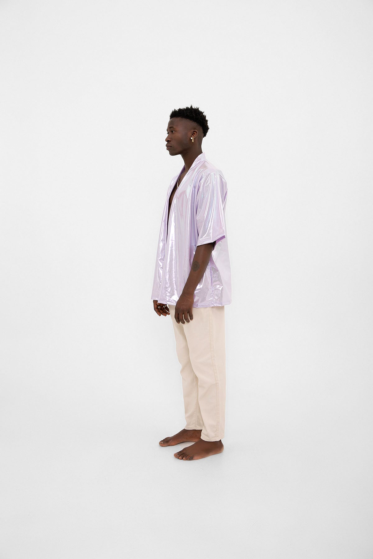 Lila Mor Parlak Kumaşlı Festival Kimono