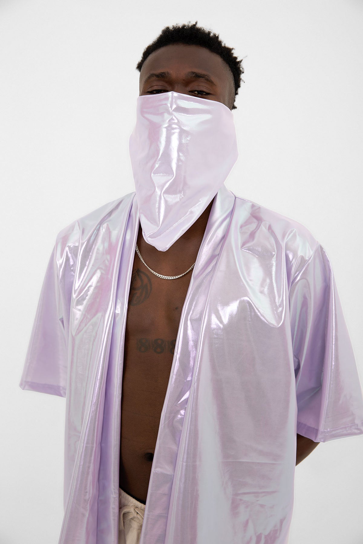 Lila Mor Parlak Kumaşlı Festival Kimono