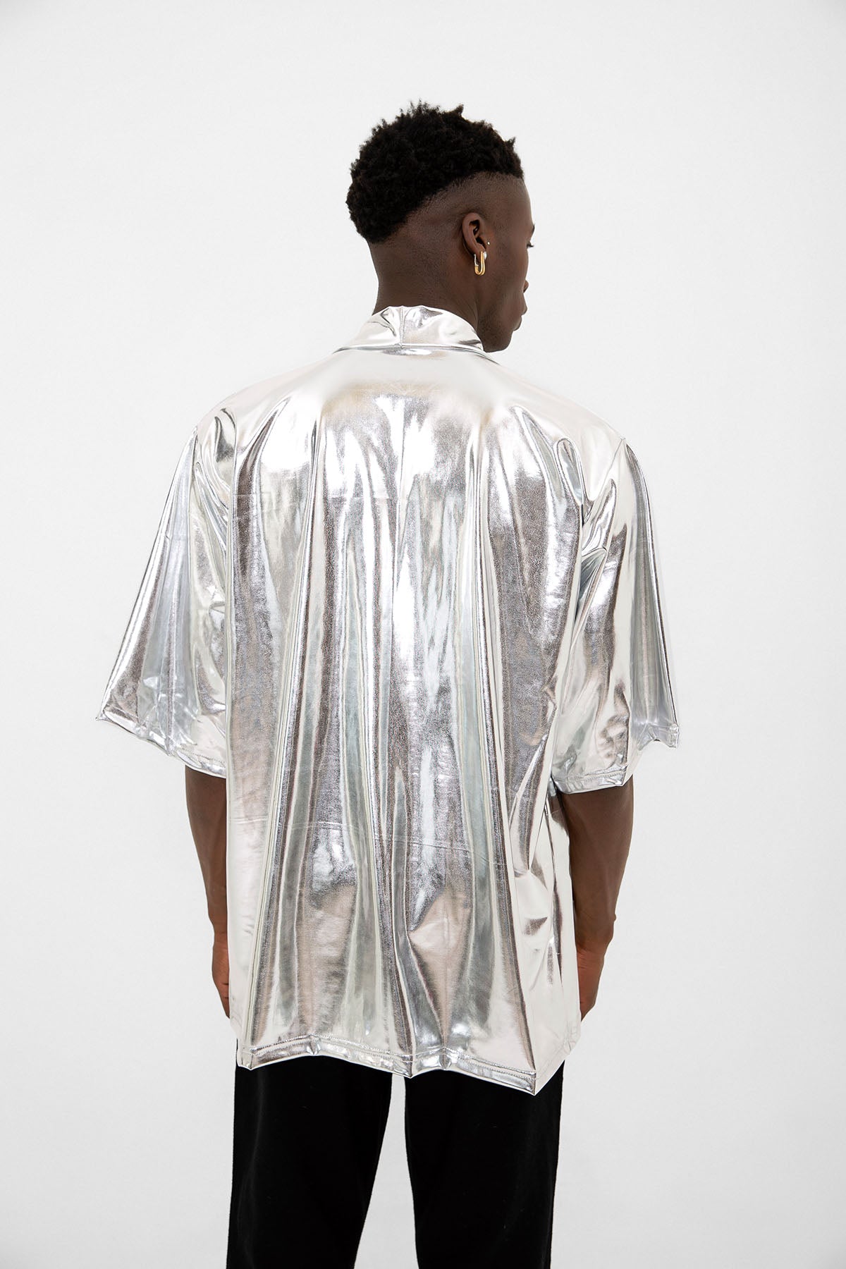 Gümüş Parlak Kumaşlı Festival Kimono