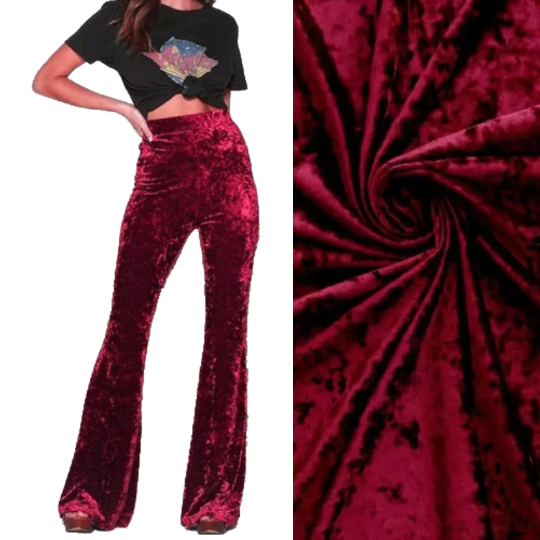 Bordo Kadife İspanyol Paça Pantolon