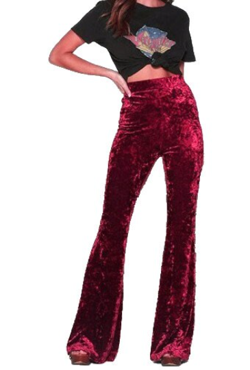 Bordo Kadife İspanyol Paça Pantolon