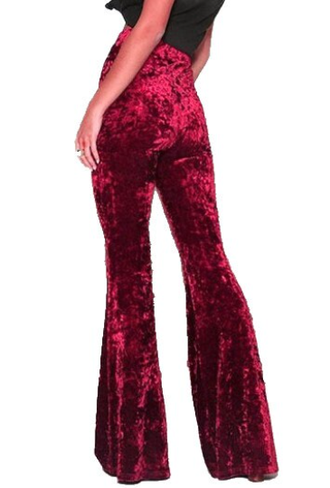 Bordo Kadife İspanyol Paça Pantolon