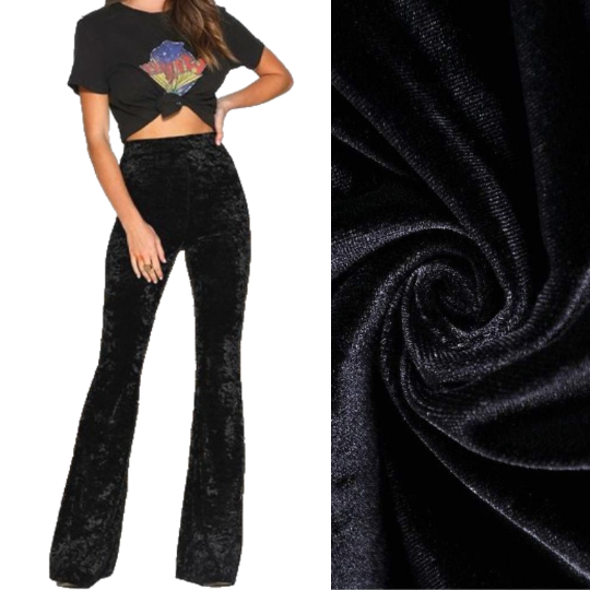 Siyah Kadife İspanyol Paça Pantolon