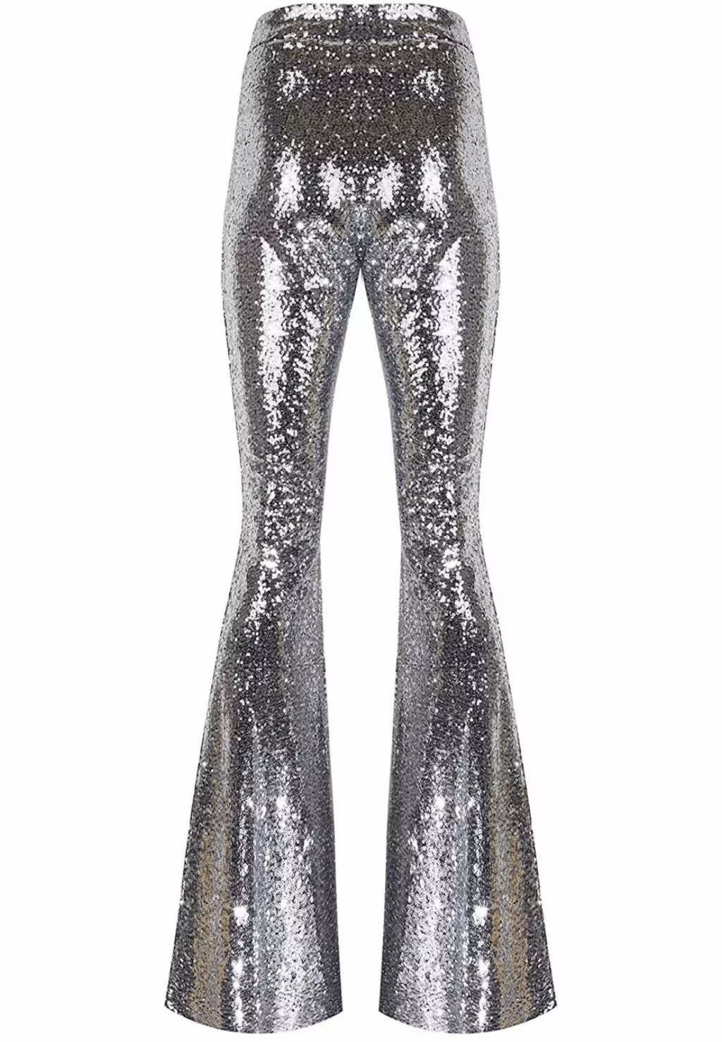 Pul Payetli Gümüş İspanyol Paça Pantolon
