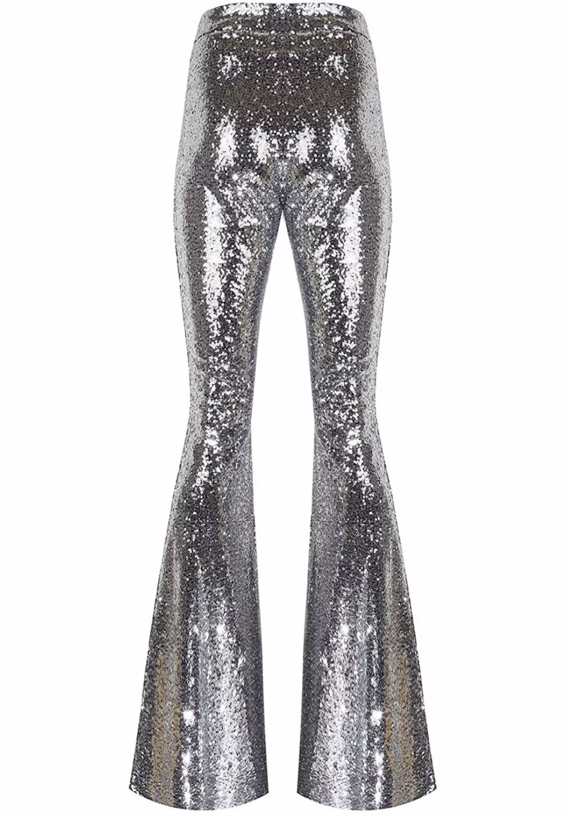 Pul Payetli Gümüş İspanyol Paça Pantolon