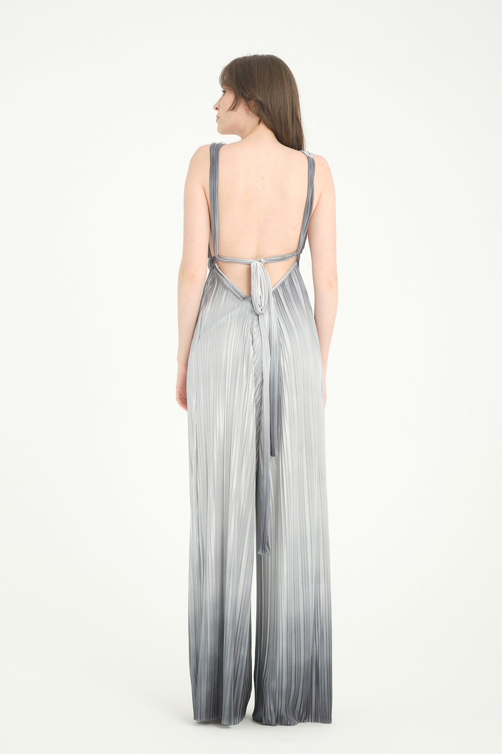 Pileli Wide Leg Gri Degrade Tulum